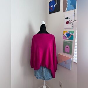 Nordstrom Magenta Cashmere Poncho Sweater